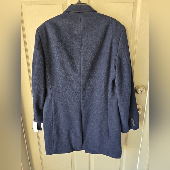 $395 Calvin Klein Long Coat 40 Mens Prosper Blue Wool Blend Heavy Old Money - Picture 14 of 16